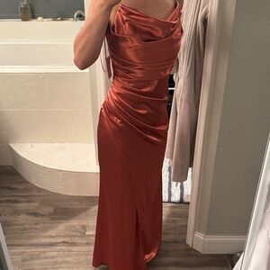 Birdy Grey Rust Satin Gown